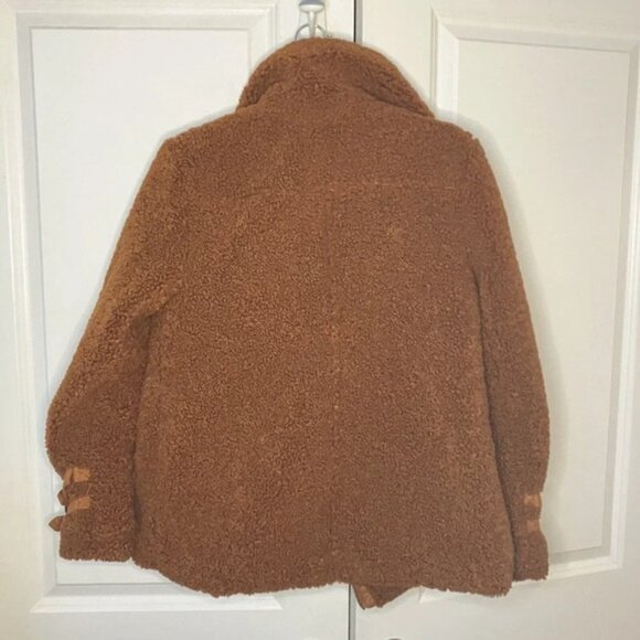 Anthropologie Marrakech Fuzzy Teddy Tan Brown Aviator Moto Style Jacket XS - Picture 9 of 9